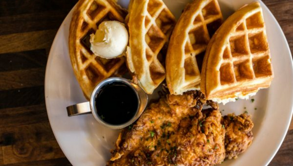 Chicken and waffles at 1885 Grill