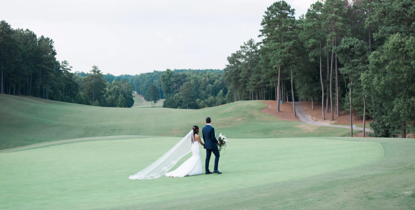 Wedding Couple on Golf Course
